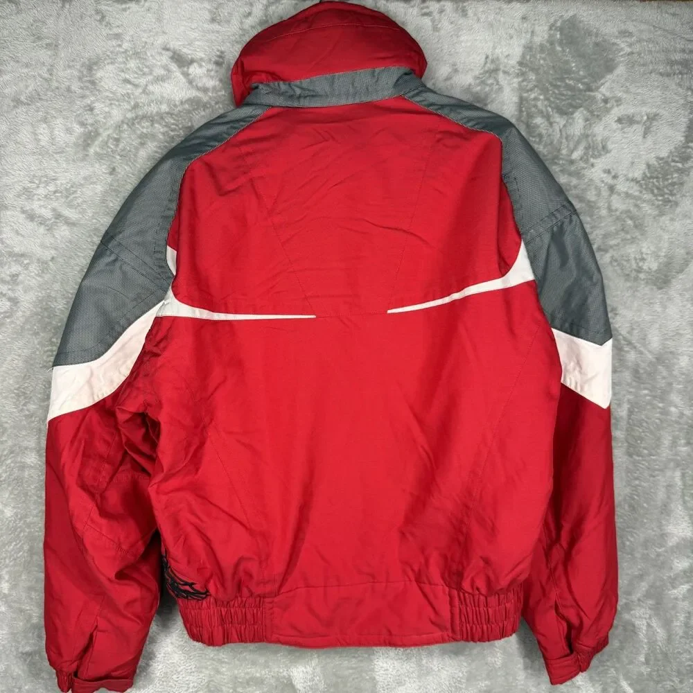 Vtg Spyder Jacket Mens Large Red Thinsulate Spiderweb Embroidered Ski Parka Hood